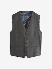 Charcoal Grey Regular Fit Signature TG Di Fabio Italian Fabric Check Waistcoat - Image 7 of 11