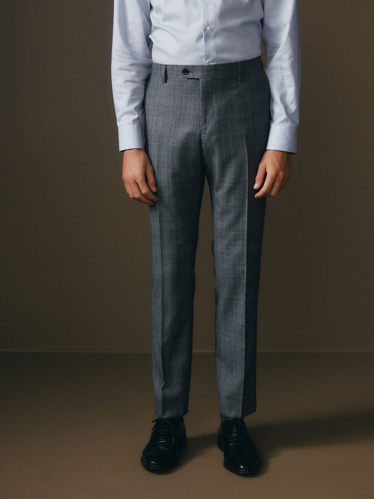 Grey Slim Fit Signature Cerruti Wool Check Suit Trousers - Image 1 of 11