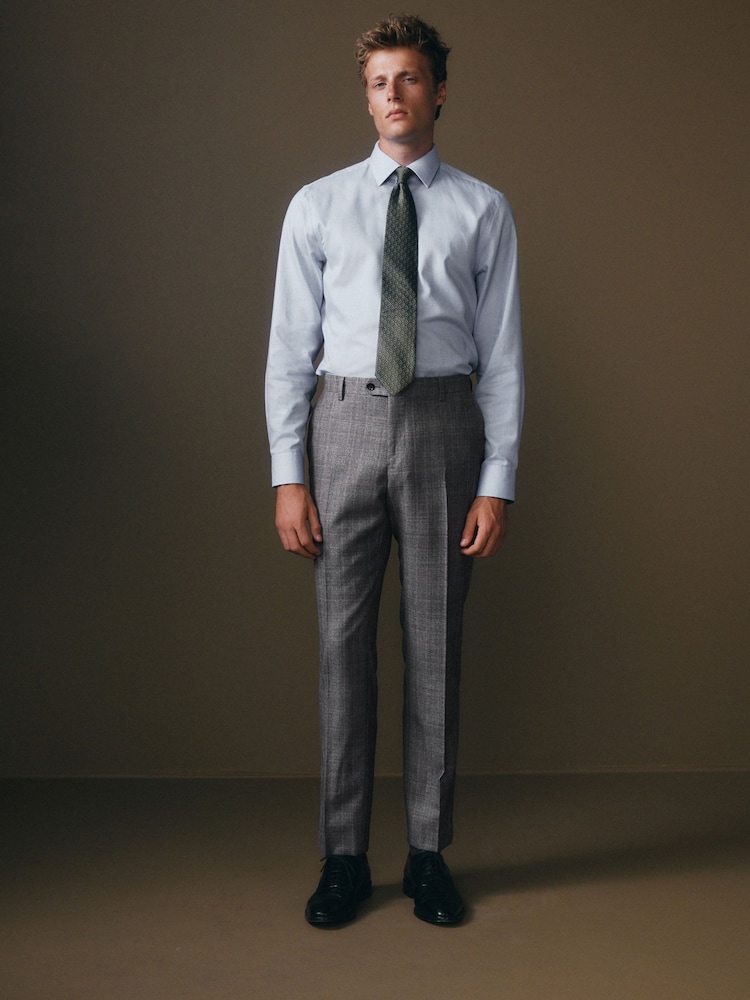 Grey Slim Fit Signature Cerruti Wool Check Suit Trousers - Image 2 of 11
