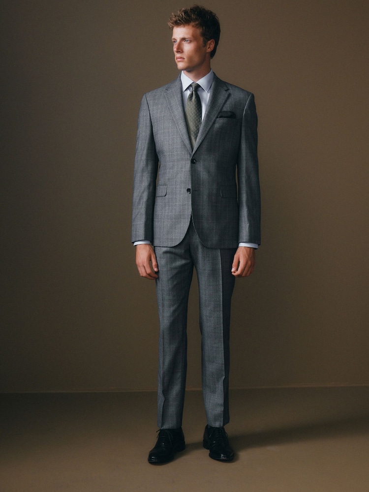 Grey Slim Fit Signature Cerruti Wool Check Suit Trousers - Image 3 of 11