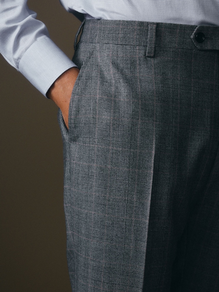 Grey Slim Fit Signature Cerruti Wool Check Suit Trousers - Image 5 of 11