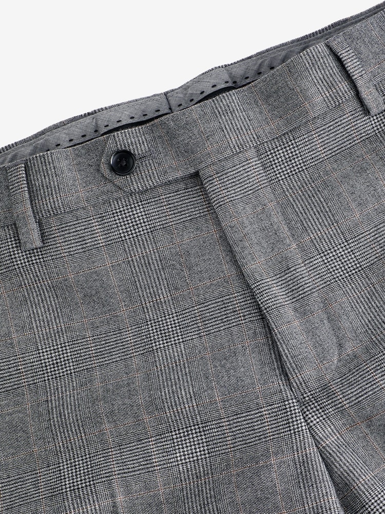 Grey Slim Fit Signature Cerruti Wool Check Suit Trousers - Image 8 of 11
