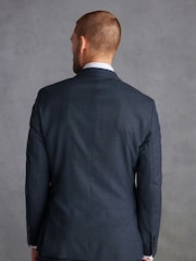 Navy Blue Slim Fit Signature Cerruti Wool Check Suit Jacket - Image 3 of 12
