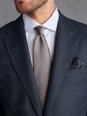 Navy Blue Slim Fit Signature Cerruti Wool Check Suit Jacket - Image 4 of 12