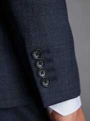 Navy Blue Slim Fit Signature Cerruti Wool Check Suit Jacket - Image 5 of 12