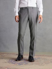 Grey Slim Fit Signature Marzotto Italian Fabric Textured Suit: Trousers - Image 1 of 11