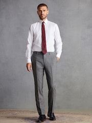 Grey Slim Fit Signature Marzotto Italian Fabric Textured Suit: Trousers - Image 5 of 11