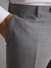 Grey Slim Fit Signature Marzotto Italian Fabric Textured Suit: Trousers - Image 6 of 11