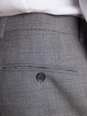Grey Slim Fit Signature Marzotto Italian Fabric Textured Suit: Trousers - Image 7 of 11