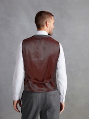 Grey Slim Fit Signature Marzotto Italian Fabric Textured Waistcoat - Image 4 of 12