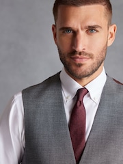 Grey Slim Fit Signature Marzotto Italian Fabric Textured Waistcoat - Image 6 of 12