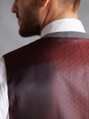 Grey Slim Fit Signature Marzotto Italian Fabric Textured Waistcoat - Image 7 of 12