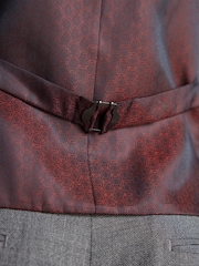 Grey Slim Fit Signature Marzotto Italian Fabric Textured Waistcoat - Image 8 of 12