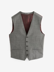 Grey Slim Fit Signature Marzotto Italian Fabric Textured Waistcoat - Image 9 of 12