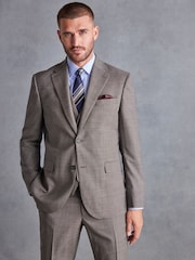 Taupe - Signature Marzotto Strukturierte Anzugjacke aus italienischen Material in Slim Fit - Bild 1 von 7