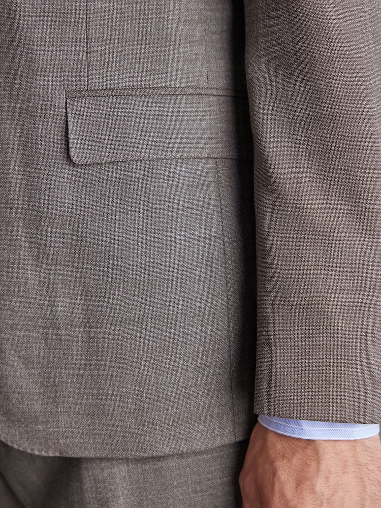 Taupe - Signature Marzotto Strukturierte Anzugjacke aus italienischen Material in Slim Fit - Bild 7 von 7