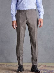Taupe Slim Fit Signature Marzotto Italian Fabric Textured Suit: Trousers - Image 1 of 7