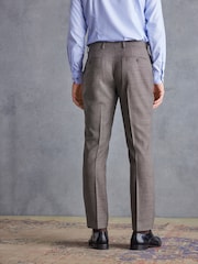 Taupe Slim Fit Signature Marzotto Italian Fabric Textured Suit: Trousers - Image 2 of 7