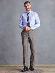 Taupe Slim Fit Signature Marzotto Italian Fabric Textured Suit: Trousers - Image 3 of 7