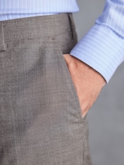 Taupe Slim Fit Signature Marzotto Italian Fabric Textured Suit: Trousers - Image 5 of 7