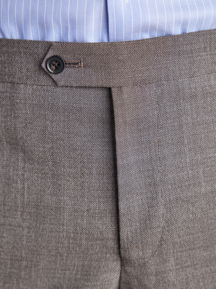Taupe Slim Fit Signature Marzotto Italian Fabric Textured Suit: Trousers - Image 7 of 7