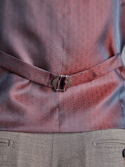 Taupe Slim Fit Signature Marzotto Italian Fabric Textured Waistcoat - Image 7 of 7
