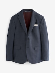 Navy Slim Fit Signature Marzotto Italian Fabric Textured Suit Jacket - Image 3 of 8