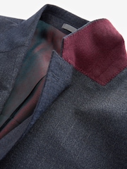 Navy Slim Fit Signature Marzotto Italian Fabric Textured Suit Jacket - Image 6 of 8