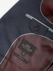 Navy Slim Fit Signature Marzotto Italian Fabric Textured Suit Jacket - Image 7 of 8