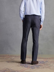 Navy Slim Fit Signature Marzotto Italian Fabric Textured Suit: Trousers - Image 4 of 11