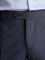 Navy Slim Fit Signature Marzotto Italian Fabric Textured Suit: Trousers - Image 5 of 11