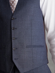 Navy Slim Fit Signature Marzotto Italian Fabric Textured Waistcoat - Image 5 of 11