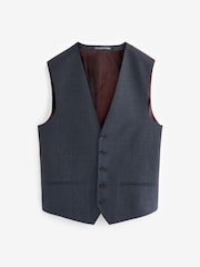 Navy Slim Fit Signature Marzotto Italian Fabric Textured Waistcoat - Image 6 of 11