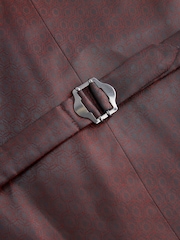 Navy Slim Fit Signature Marzotto Italian Fabric Textured Waistcoat - Image 7 of 11