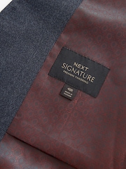 Navy Slim Fit Signature Marzotto Italian Fabric Textured Waistcoat - Image 8 of 11