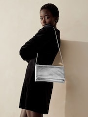 Silver Clutch Bag With Detachable Cross-Body Chain - Image 2 of 6