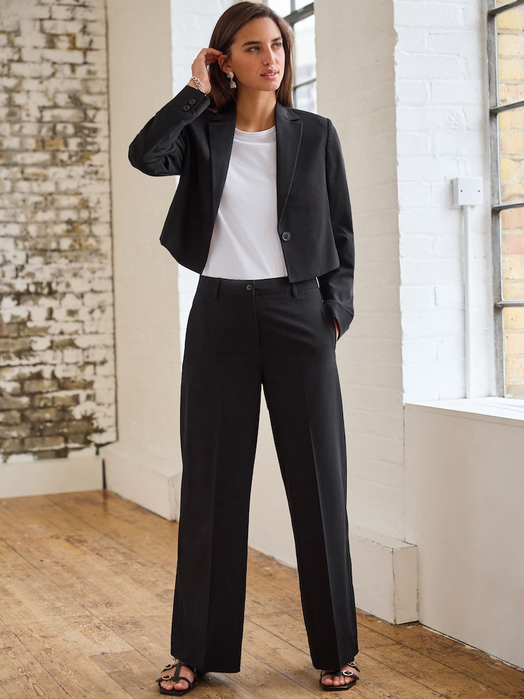 Black Tailored Wide Trousers - Image 1 of 7