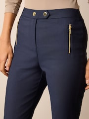 Navy Blue Zipped Detail Skinny Trousers - Image 4 of 6