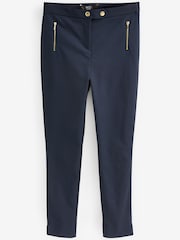 Navy Blue Zipped Detail Skinny Trousers - Image 5 of 6