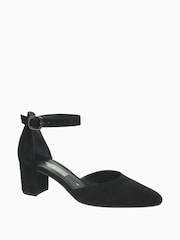 Gabor Gala Black Suede Open Toe Court Shoes - Image 1 of 4