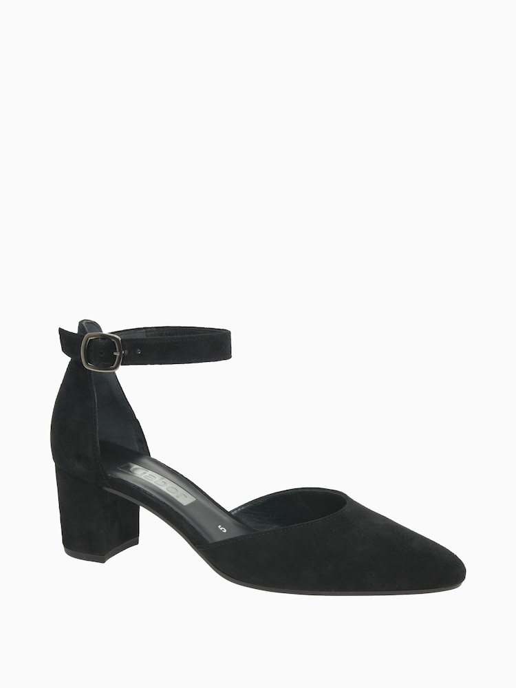 Gabor Gala Black Suede Open Toe Court Shoes - Image 1 of 4