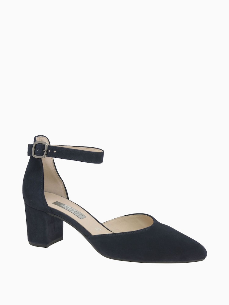 Gabor Blue Gala Atlantik Suede Open Court Shoes - Image 1 of 4 Gabor Blue Gala Atlantik Suede Open Court Shoes - Image 1 of 4