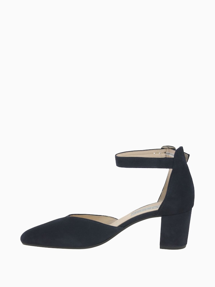 Gabor Blue Gala Atlantik Suede Open Court Shoes - Image 2 of 4 Gabor Blue Gala Atlantik Suede Open Court Shoes - Image 2 of 4