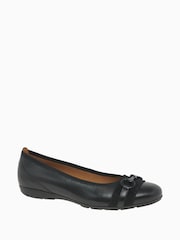 Gabor Raif Black Leather Ballerina Shoes - Image 3 of 5