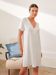 Laura Ashley Grey Modal Lace Trim Nightie - Image 1 of 6