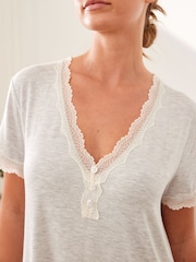 Laura Ashley Grey Modal Lace Trim Nightie - Image 4 of 6