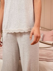 Laura Ashley Grey Modal Lace Trim Cami Pyjama Set - Image 5 of 8