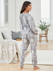 Laura Ashley Grey Josette Print 100% Cotton Pyjamas - Image 3 of 9