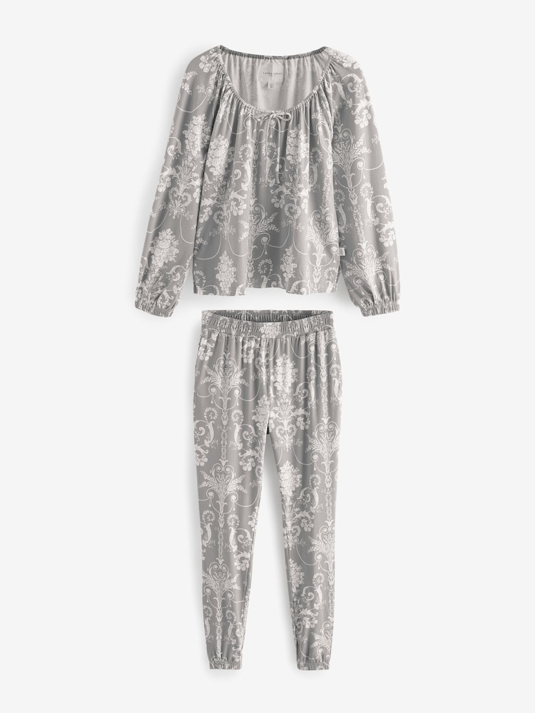 Grijze Josette-print - Laura Ashley pyjama van 100% katoen - Image 6 of 9
