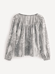 Laura Ashley Grey Josette Print 100% Cotton Pyjamas - Image 8 of 9